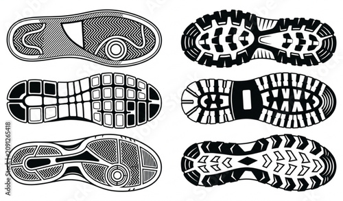 Foto Shoe Sole Tread Pattern Vector Collection for Footwear Design