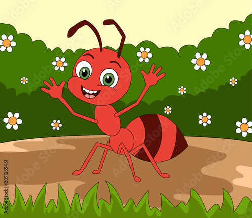Ant Animal Coloring Page Colored Illustration
