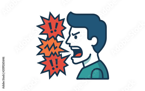 Angry Man Shouting Vector Illustration