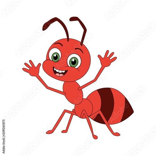 Illustration of ant cartoon on white background