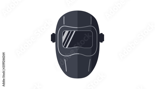 Welding mask with dark visor protection.