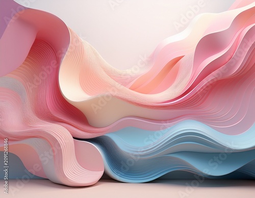 abstract pastel shapes fluid organic forms 3d render soft colors white background clean modern design