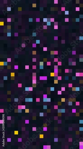 Abstract Pixelated Light Show: A vibrant, abstract composition of colorful pixels in shades of pink, blue, and yellow against a dark background.