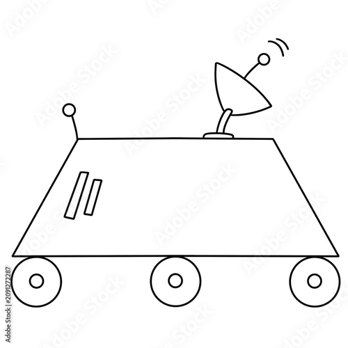 Fotografía Simple line drawing of a rover with wheels and antenna