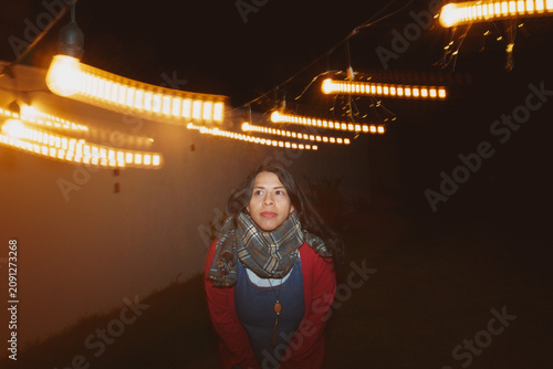Creative UGC Long Exposure Night Photo of Woman Looking Up