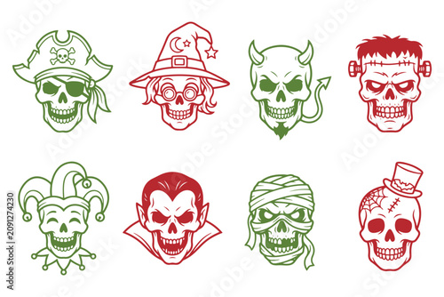 Foto Halloween skull icons set