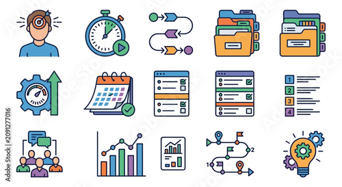 Konstfotografi Minimalist Colorful Showcasing Project Management Productivity and Business Anal