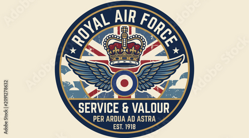 Bild auf Leinwand Royal Air Force Service and Valour Winged Pilot Crest Logo