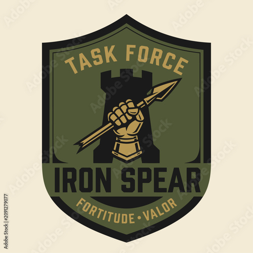 Foto Task Force Iron Spear Fortitude Valor Spear Fist Badge