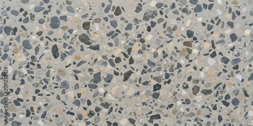 Foto Close up top view of polished gray concrete surface with natural stone aggregate