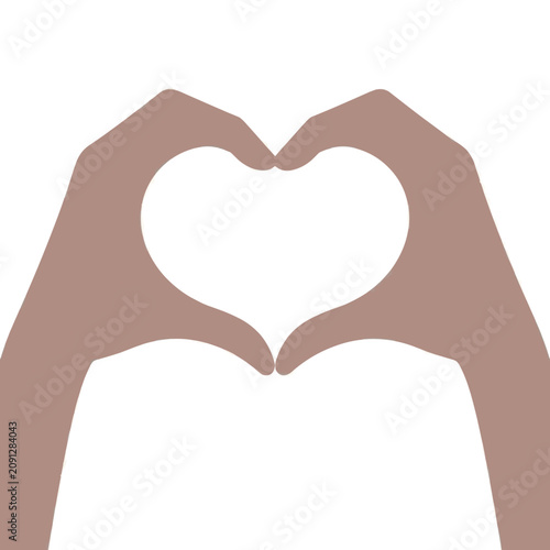 Silhouette of hand holding heart symbol.