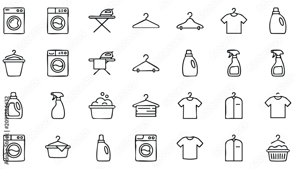 Fototapeta premium Laundry-related icon set
