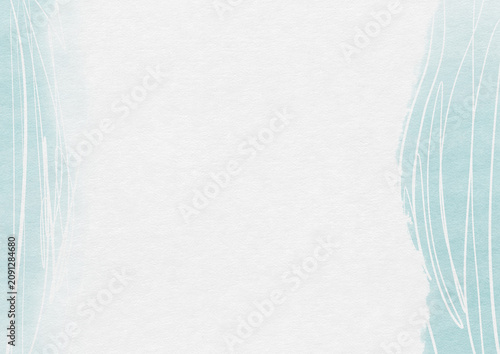 Minimal watercolor background with soft aqua hand-painted side borders. Elegant pastel frame perfect for invitations, stationery, branding, social media templates, and printable artwork.