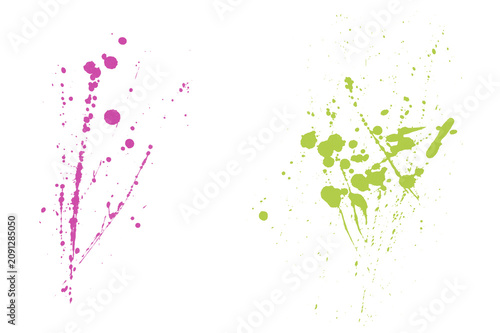 Splashing Watercolor Paint Drops and Stains on White Background Minimalist Art