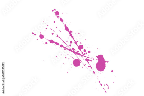 Pink paint splatters on white background, abstract art