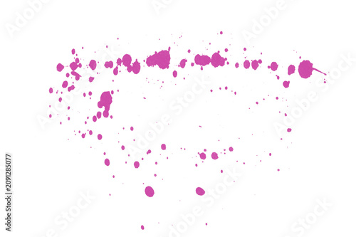Pink paint splatters on white background, abstract art