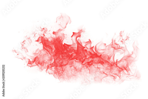 Red smoke rising on white background, abstract effect