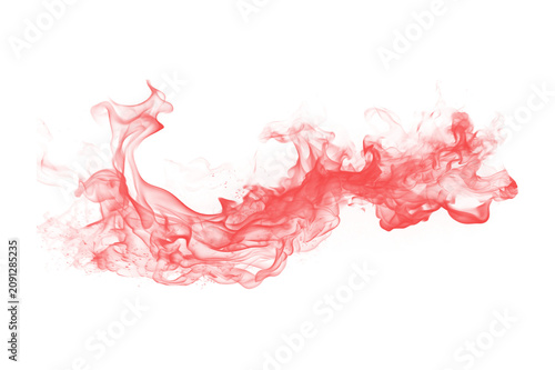 Abstract Ink Splatter in Water with Vibrant Red Swirls and Dynamic Flow