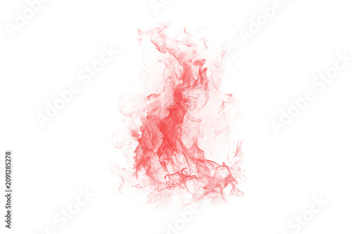 Red smoke explosion on white background
