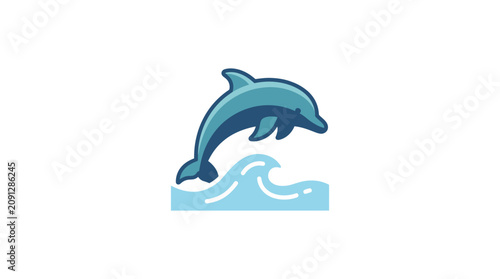 Dolphin jumping out of water surface.