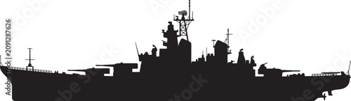 Foto Military Aircraft Carrier Warship Silhouette Vector Navy Battleship Isolated on