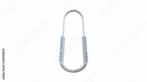 Fényképezés A silver carabiner hangs freely in mid-air on 20260703.