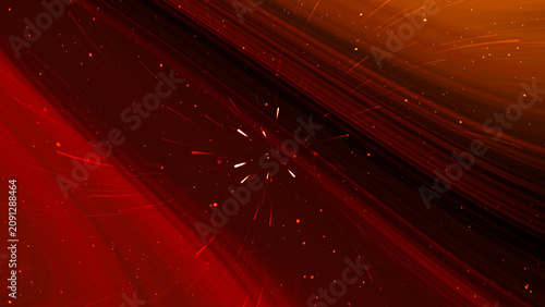 Dynamic Abstract Space Background with Fiery Dark Red and Orange Hues, Swirling Energy, and Shimmering Particle Effects