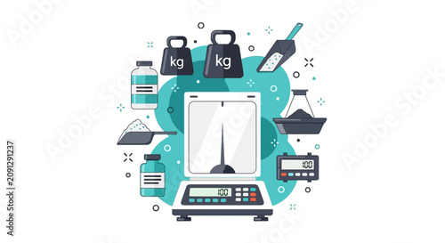 Precision Laboratory Scale and Scientific Measurement Equipment Vector Illustration for Chemistry Research and Science Education