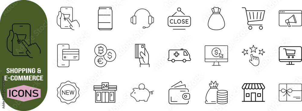 Konstfotografi Online shopping e-commerce vector icons