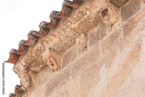 Cuadro en lienzo Corbels on the cornice of Saint Claudius of Olivares church in Zamora city, Spai