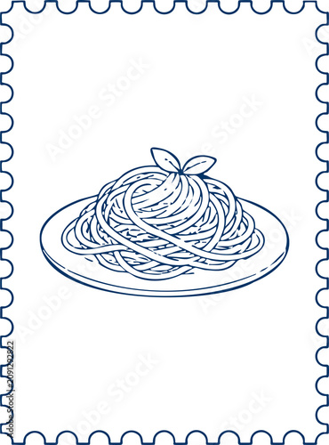 Italian spaghetti plate postage stamp.