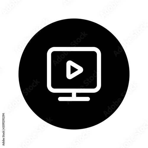 Video Course line circular icon