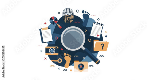 Detective Investigation and Forensic Evidence Analysis Concept Vector Illustration