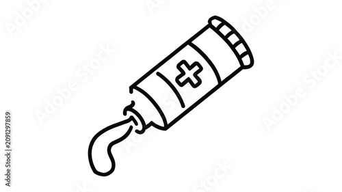 Konstfotografi Squeezed, Medicinal Ointment Tube Vector Icon Featuring Pharmaceutical Cream Packaging, Skin Care Treatment, Medical First Aid, Healthcare Applications, and Professional Vector Design Concepts