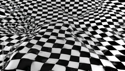 Checkered Pattern Covers Surface in Black and White