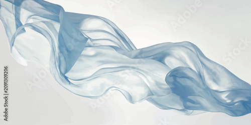 Bild auf Leinwand Flowing smooth deep blue fabric waving in motion with elegant deep blue silk fab