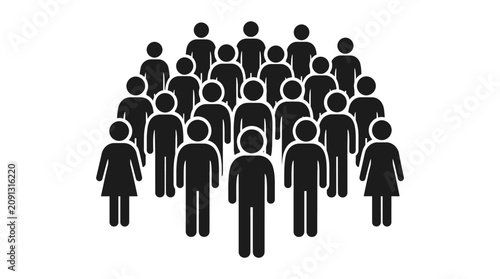 Foto People group icon vector illustration showing a large crowd of stylized human fi