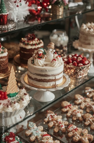 Baking Display at a Bakery During the Holiday Season With Various Sweets and ...