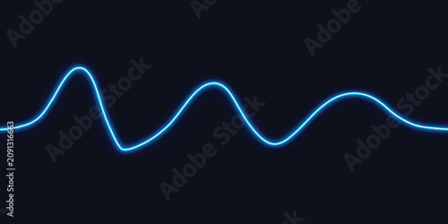Tableau sur toile Neon blue sound wave rhythm visualization on black background with frequency wav