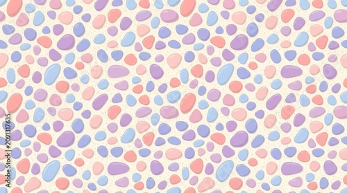 Scattered pastel pebbles texture seamless pattern soft background minimal design