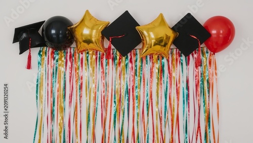 Graduation Decorations With Balloons and Stars for a Celebration Event at a S...