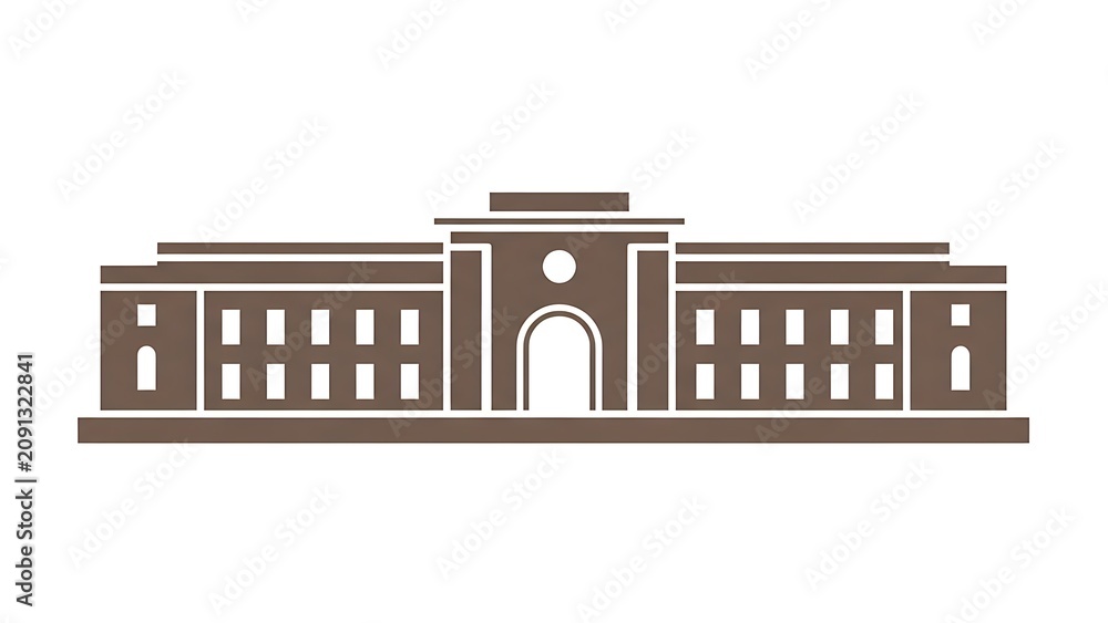 Fototapeta premium Minimalist Building Icon Representing Architecture and Public Institutions