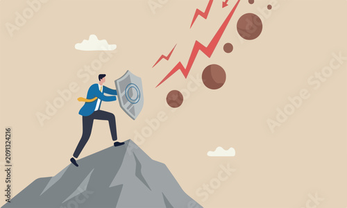 Photos Future mountain peak investment stock in market downturn concept, businessman in