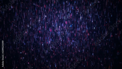 Visual Display of Light Patterns Falling Through the Air With Dark Background...