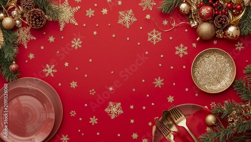 Setting a Festive Table With Decorative Items for a Gathering During the Holi...