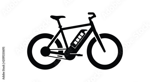 Foto Electric Bicycle Silhouette On White Background Minimalist Transportation Design