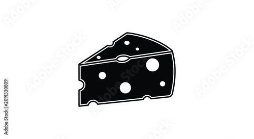 Foto Black Silhouette Of Swiss Cheese Wedge On White Background dairy