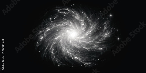 Schilderij op canvas Spiral galaxy with glowing stars in outer space milky way science fiction black