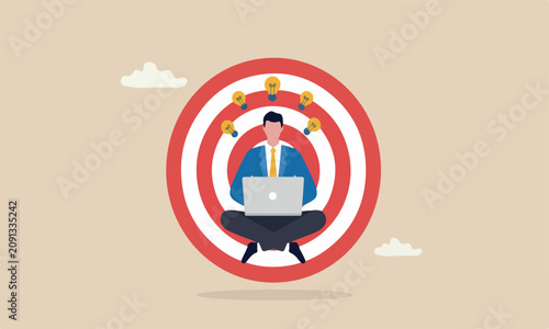 Photos Business guru or, bullseye target consultant, smart thinking to solve problem co