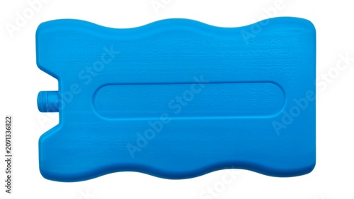 Top view of a blue reusable plastic ice pack isolated on a white background, ideal for injury relief, first aid, sports recovery, and keeping food, beverages, and lunch boxes cool and fresh.